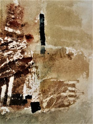 Francis Mean - Intrigerende gemengde techniek (zand,olieverf ea) "impressions du Maroc" gesign kopen? Bied vanaf 59!