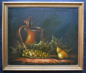 Niet of onleesbaar gesigneerd - Stilleven van fruit en kan - gesigneerd kopen? Bied vanaf 10!