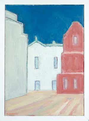 Paul Overhaus - Olieverf op doek, Rode gevel - Ingelijst verkocht voor € 100!