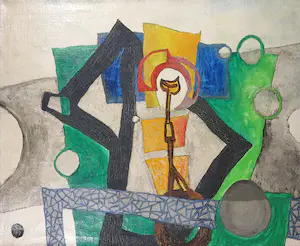 Niet of onleesbaar gesigneerd - Olieverf op doek, Abstracte compositie - Ingelijst kopen? Bied vanaf 1!