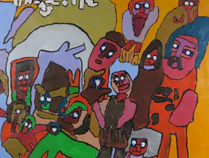 Hans Hartman - Acryl op papier, Zonder titel - Ingelijst kopen? Bied vanaf 60!