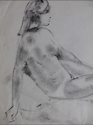 Isaac Naarden - Zittend Naakt - Tekening kopen? Bied vanaf 1!