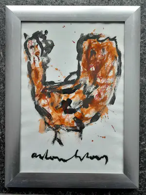 Anton Heyboer - Kip - Gemengde techniek - 35 x 26 cm - ingelijst kopen? Bied vanaf 125!