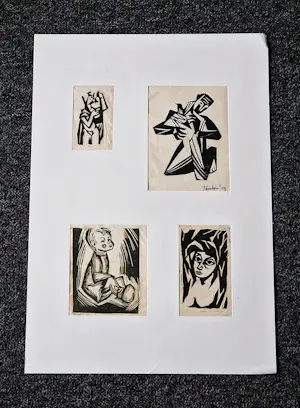 Ger Tamboer - vier in 1959 gemaakte houtsnedes / diverse voorstellingen - potloodgesigneerd kopen? Bied vanaf 38!