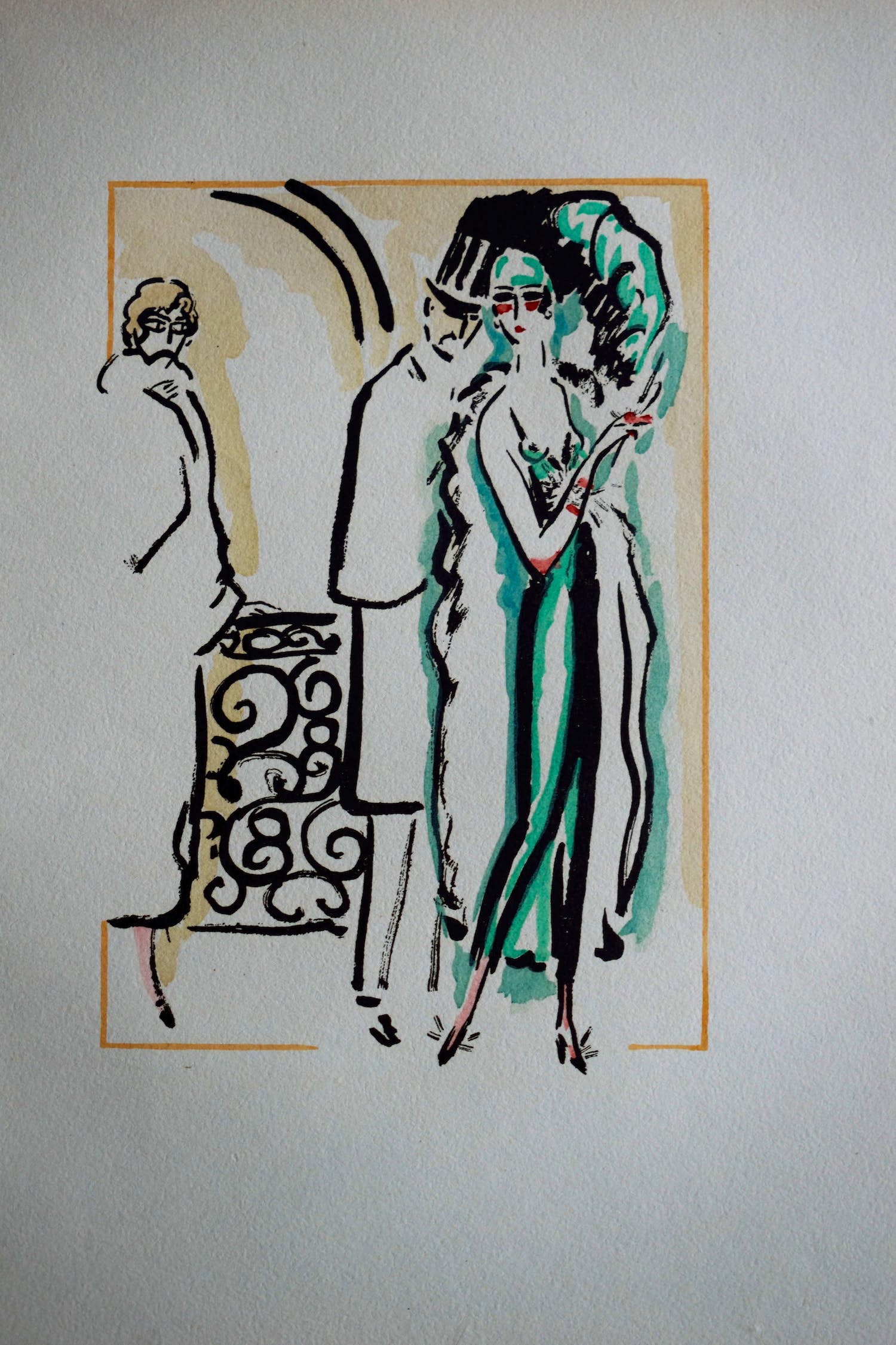 Kees van Dongen - Pochoir - Haar mantal aanpakken - 1925 verkocht voor € 300!