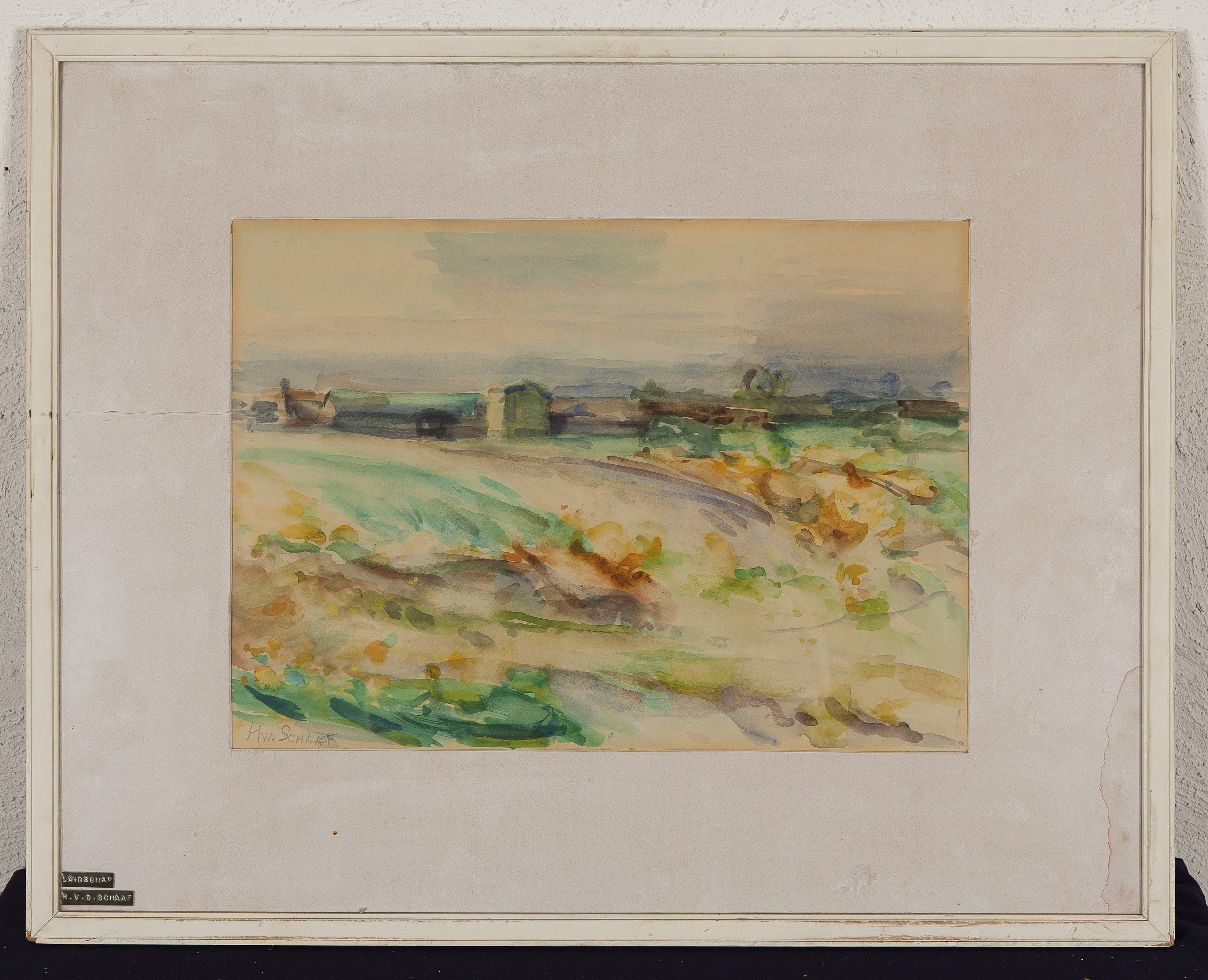 Hans van der Schaaf - Landschap - Aquarel op papier - gesigneerd op glasplaat l.o. - BKR Amsterdam  kopen? Bied vanaf 10!