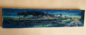 AcheterJos van Dijk - Omstreeks 1950 panoramisch olieverf "invallende avond bij Kortenhoef" gesigneerd? Enchérissez de 40!