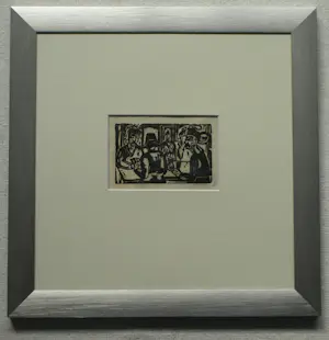 Jan Wiegers - Ingelijste houtsnede , De Kaartspelers – Lijst, 35 x 35 cm. kopen? Bied vanaf 60!