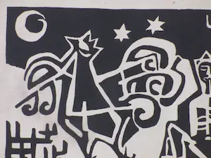 Anna van Loo - Driekoningenavond - Linosnede kopen? Bied vanaf 1!