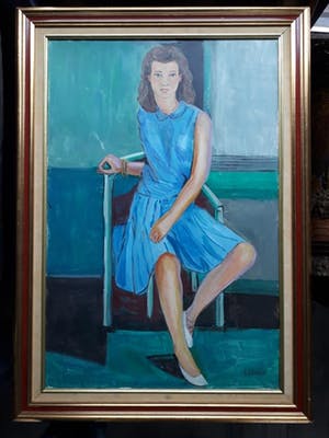 Niet of onleesbaar gesigneerd - Meisje in blauwe jurk. kopen? Bied vanaf 10!