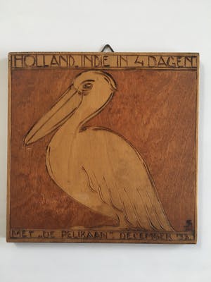 Jan Schonk - Art deco stijl Pelikaan houtsnijwerk KLM-vlucht kopen? Bied vanaf 69!