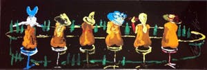 Espen Hagen - Grote hand gesigneerde zeefdruk 'Six ladies at The black bar'. kopen? Bied vanaf 40!