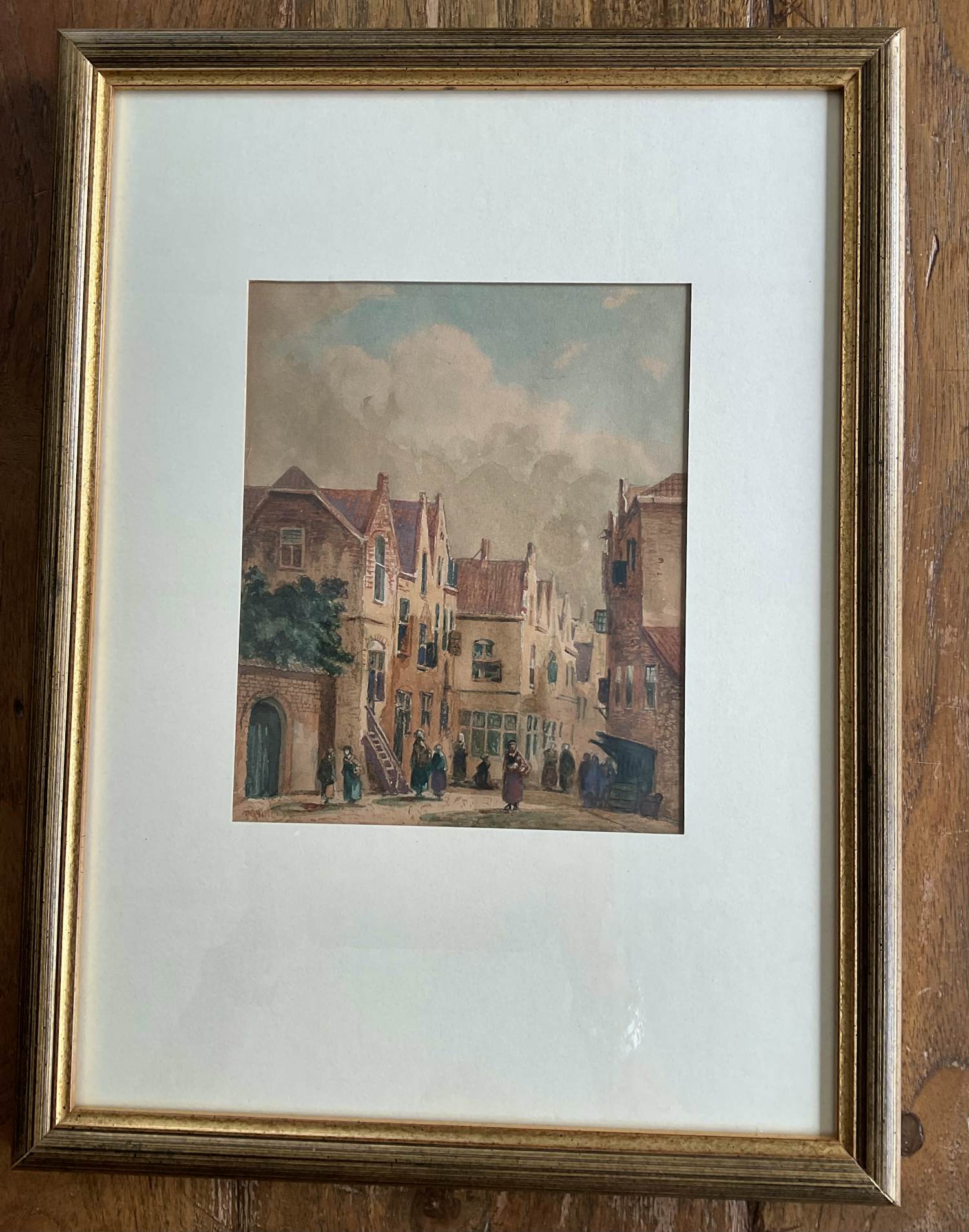 Petrus Gerardus Vertin - Aquarel stadsgezicht verkocht voor € 250!