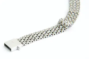 53-  Gematteerde 18 karaats wit-gouden schakel-armband - unisex model kopen? Bied vanaf 830!