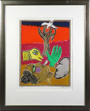 Corneille - Zeefdruk, Iza I - Ingelijst verkocht voor € 1!