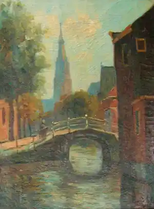 Gerard Delfgaauw - Stadsgezicht onder de naam H.v.Gessel verkocht voor € 65!