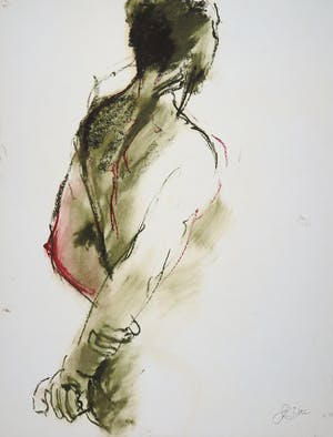 Franscz Witte - Acryl en krijt op papier, Staand figuur kopen? Bied vanaf 1!