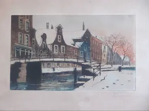 Jacques Gorus - portret van een man en daarbij een stadsgezicht (zie de foto's) kopen? Bied vanaf 13!
