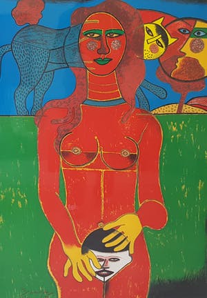 Corneille - carborundum 102/120 (zeer groot en ingelijst), 1988 kopen? Bied vanaf 499!