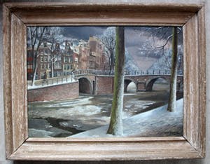 Gerrit van IJperen - olieverf op doek: winters gezicht op de Keizersgracht te Amsterdam kopen? Bied vanaf 850!