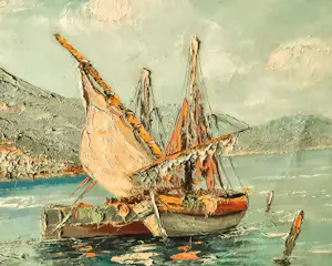 Giovanni Camprio - Ölgemälde auf Leinwand südlicher Hafen signiert 40er/50er Jahre Rahmen kopen? Bied vanaf 400!