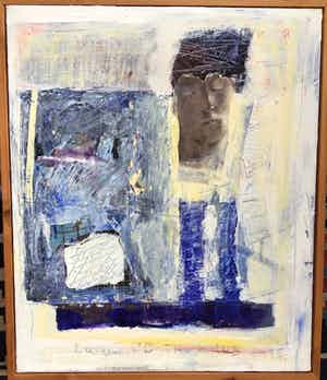 Niet of onleesbaar gesigneerd - Olieverf collage op linnen van Posthuma? Gesigneerd verkocht voor € 10!