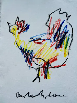 Anton Heyboer - Bantam Kip - Krijt - 1996 - 31 x 21 cm kopen? Bied vanaf 175!