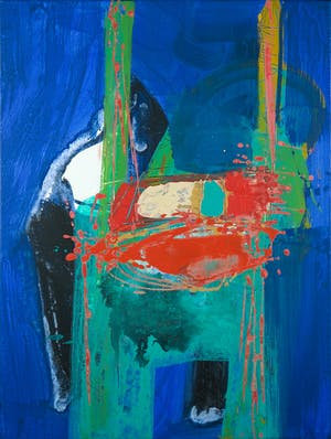 Arty Grimm - Gemengde techniek op doek, Abstracte compositie - Ingelijst kopen? Bied vanaf 300!