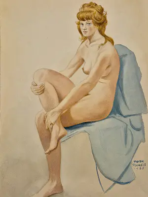 Pieter Pouwels - 3 jaren 60 (aquarel en 2 tekeningen) vrouwelijk naakt - gesigneerd kopen? Bied vanaf 55!