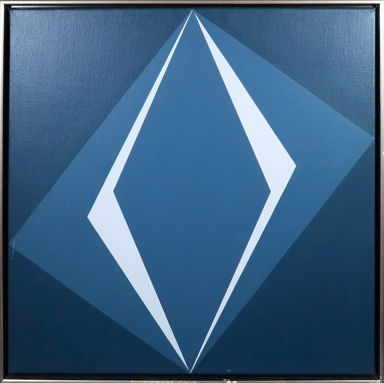 Eefje Bettman - Olieverf op doek, Geometrische compositie in grijs en donkerblauw II - Ingelijst kopen? Bied vanaf 50!