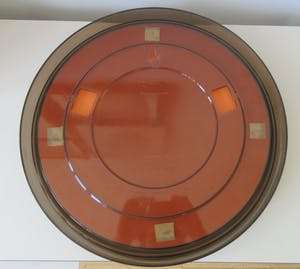 Niet of onleesbaar gesigneerd - Vintage smoked glass brown round mid century modern Space Age French plastic mir kopen? Bied vanaf 1!