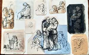 Dirkje Kuik - 9 losse tekeningen gemaakt voor boekillustratie verkocht voor € 25!