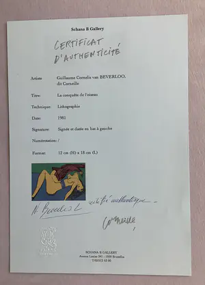 Corneille - Invitation avec originale lithographie "La conquête d l'oiseau". kopen? Bied vanaf 145!