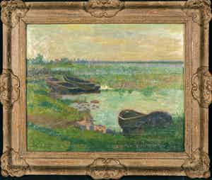 Anton Smeerdijk - Olieverf op doek, Aan de Horndijk te Oud-Loosdrecht - Ingelijst verkocht voor € 150!