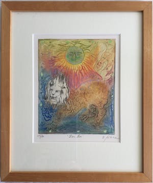 Osanne Nègre - "Lion, Roi" (sterrenbeeld) | Litho - carborundum (ingelijst) kopen? Bied vanaf 39!