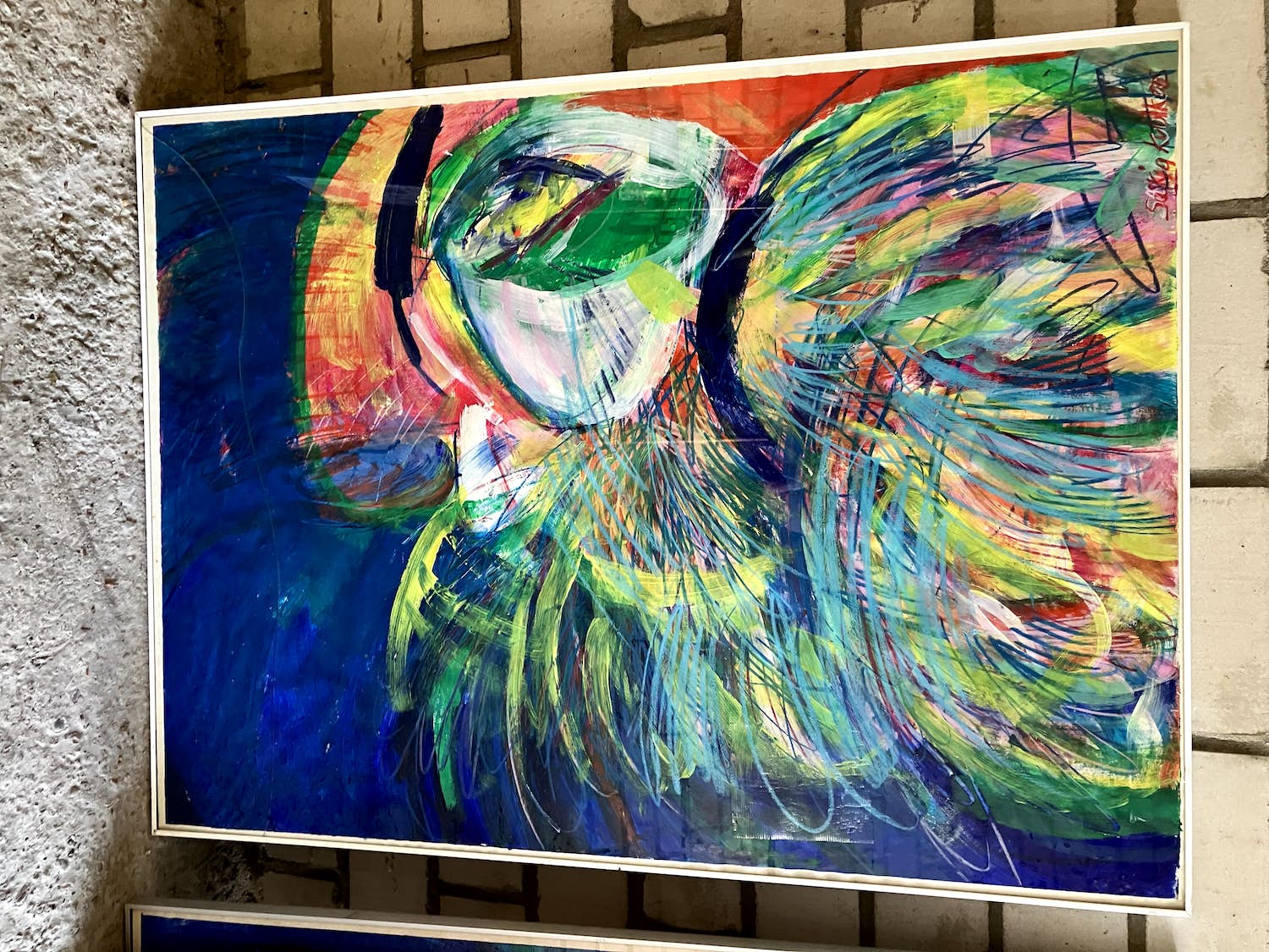 Saskia Kuulkers - 2 Grote kleurrijke schilderijen van vogels verkocht voor € 35!