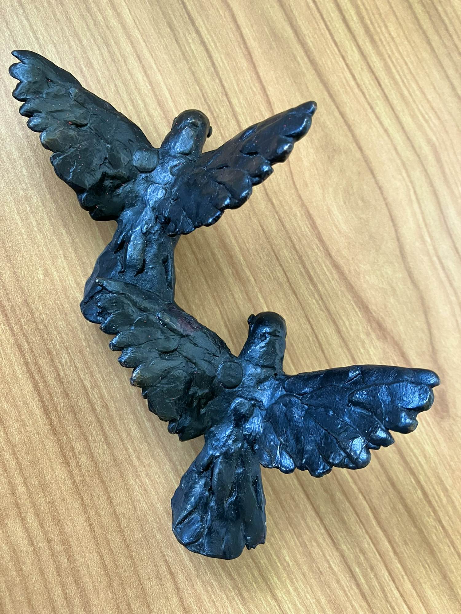 Brons (Onbekend) - Massief bronzen beeld van 2 vogels in vlucht. kopen? Bied vanaf 45!