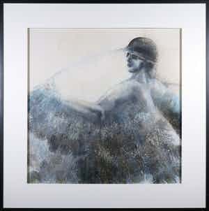 Jan van Hoof - Gemengde techniek op papier, Zonder titel - Ingelijst (Groot) verkocht voor € 50!