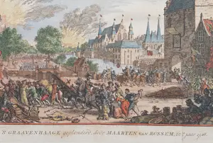 Simon Fokke - Den Haag Hofvijver Binnenhof Plundering 1770 kopen? Bied vanaf 40!