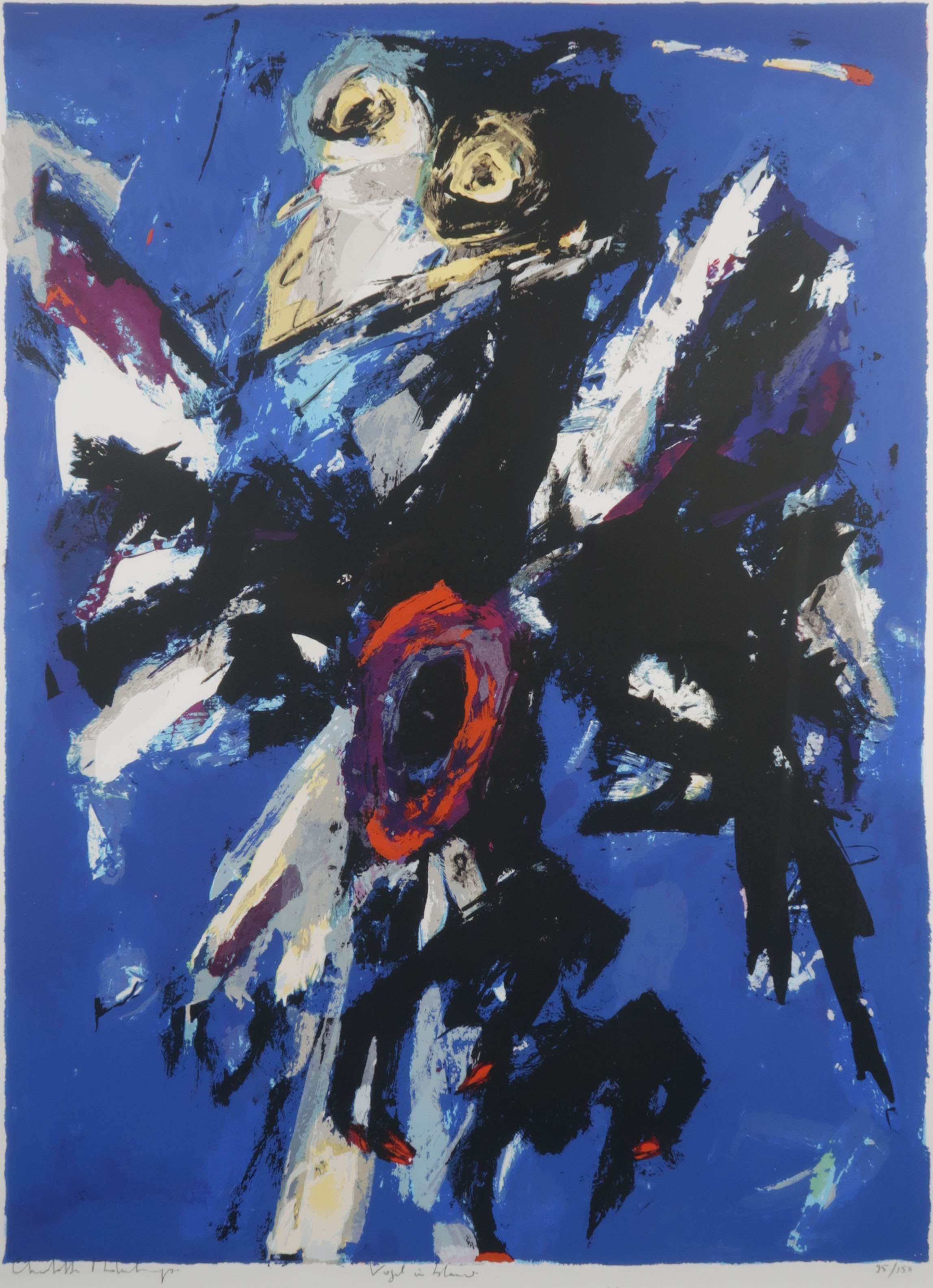 Charlotte Molenkamp - Vogel in blauw - Ingelijst (Groot) kopen? Bied vanaf 80!