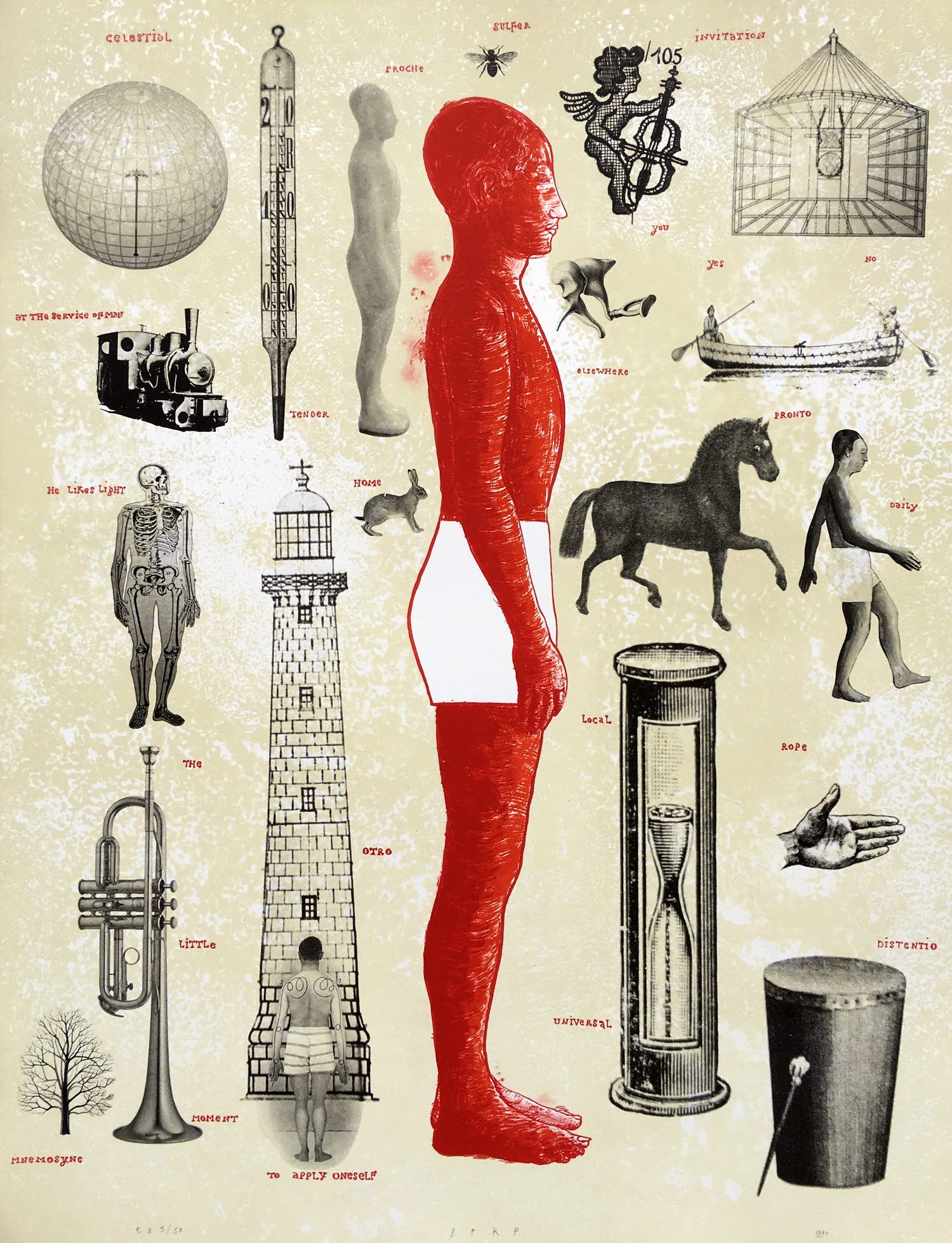 Kars Persoon - litho en zeefdruk ‘The Second of Two’ - 1994 verkocht voor € 50!