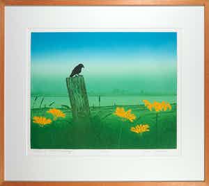 Hans Heijman - Kleurenets, Joris in rivierlandschap - Ingelijst verkocht voor € 35!