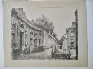 Niet of onleesbaar gesigneerd - 10 x ets/litho/tekening div. kunstenaars Stadsgezicht oa Minderman kopen? Bied vanaf 1!