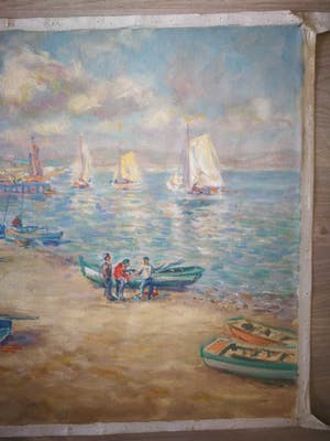 Klaas de Poel - Strandgezicht met zeilboten kopen? Bied vanaf 69!