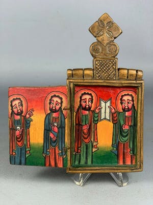 Dogon - 201115 - Ethiopian African wooden handpainted coptic icon - Ethiopia. kopen? Bied vanaf 65!