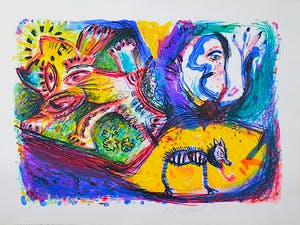 Rik van Iersel - 'Beestachtig' - Originele kleurenlitho -Cobra stijl -Nieuwstaat - PRIJS VERLAAGD kopen? Bied vanaf 39!