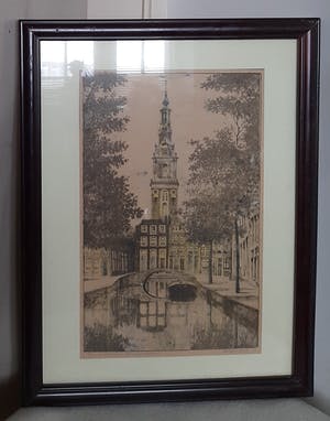 Niet of onleesbaar gesigneerd - Uitzicht naar Zuider kerk in Amsterdam kopen? Bied vanaf 1!