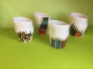 Corry Ammerlaan - 4 drinkbekers met potloodopdruk kopen? Bied vanaf 1!