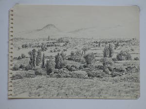 Gerard Lutz - Mediterraan landschap - Inkttekening kopen? Bied vanaf 1!