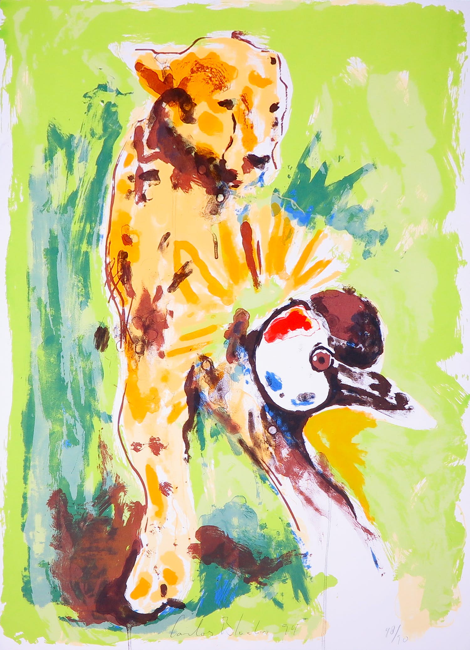 Carlos Blaaker - Zeefdruk, Panter en kraanvogel kopen? Bied vanaf 1!